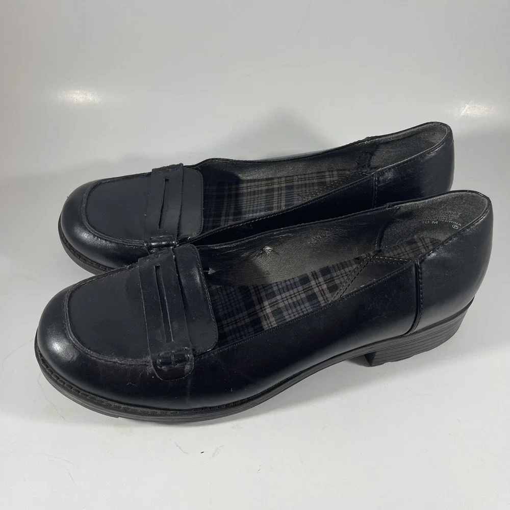 Hot Cakes Chunky Lug Heel Sole Platform Penny Loafers Sz 10 Black Vtg Y2K